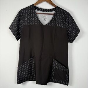 NWT Nautica Medical Scrubs Top Shirt Womens Large V-Neck Pockets Loop Med Black